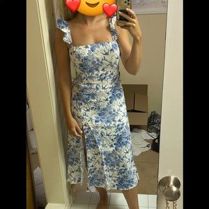 Reformation Nikita Blue & White Linen Dress New